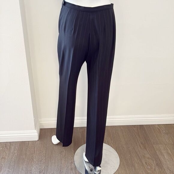 MaxMara Black & White Pinstripe Trouser Pants Straight-Leg Tailored Mid Rise - Picture 4 of 8